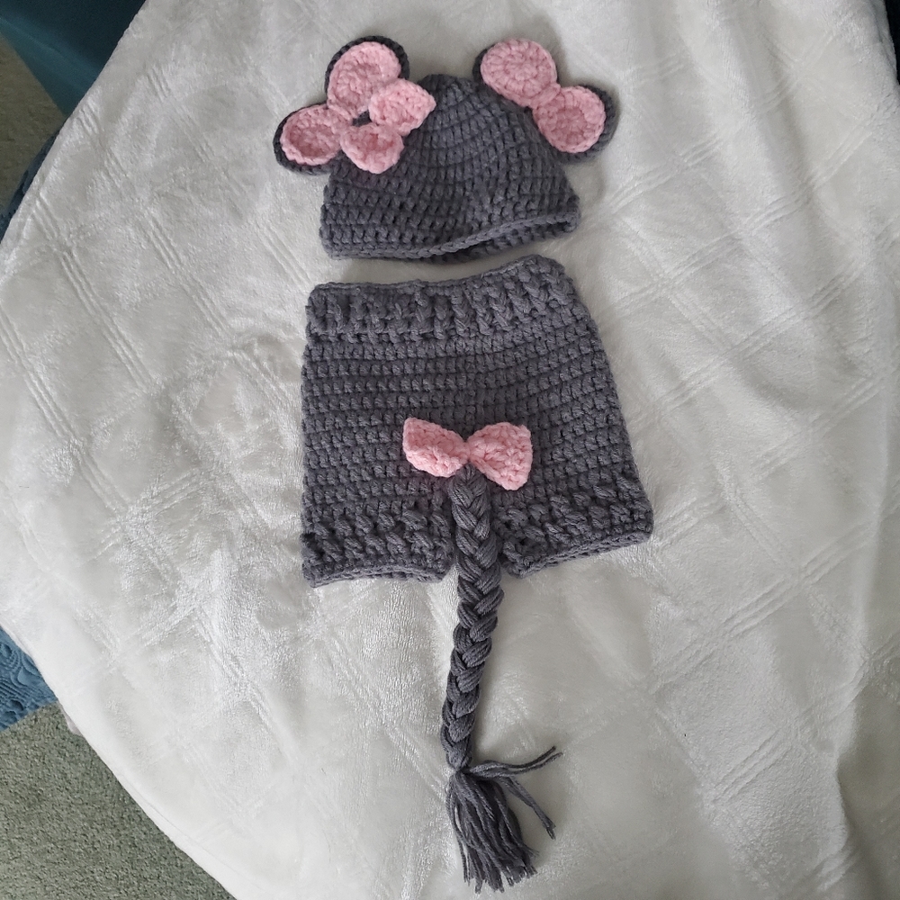 Newborn elephant hat & diaper cover new photo girl